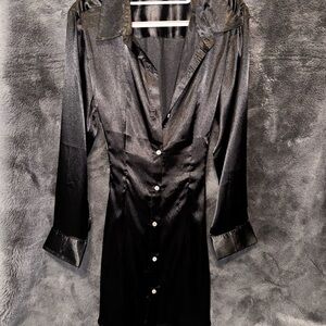 Shasa Elegant Black Satin Gown